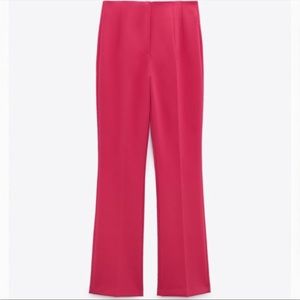 NWT Zara Fuchsia Flared High Waisted Pants